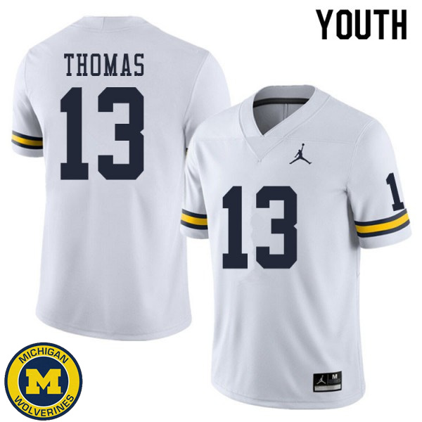 Youth Michigan Wolverines #13 Charles Thomas White Alumni Jersey